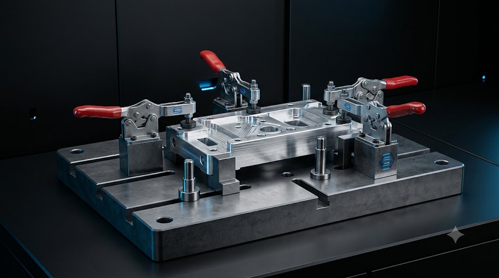 Illustrative manufacturing fixture render